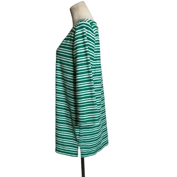 Liz Claiborne green stripes long sleeves knit tunic top size Medium - Picture 2 of 11